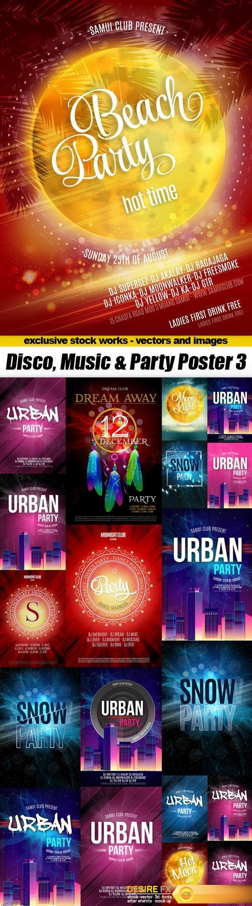 Disco, Music & Party Poster 3 - 20xEPS
