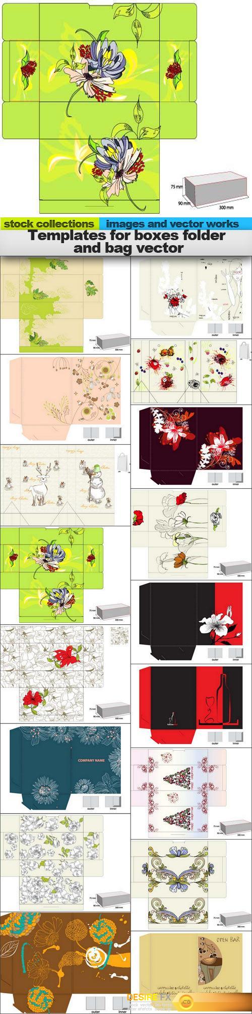 Templates for boxes folder and bag vector, 15 x EPS