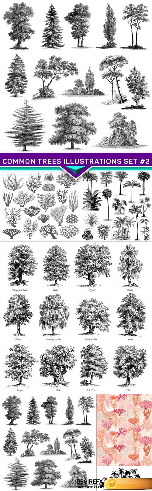 Common trees illustrations set #2 6X EPS