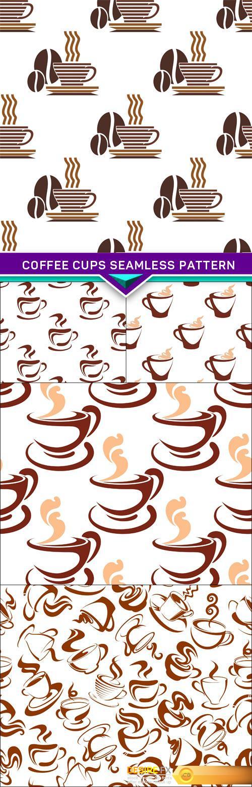 Espresso and cappuccino coffee cups seamless pattern 5X EPS