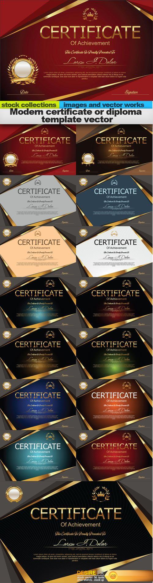 Modern certificate or diploma template vector, 15 x EPS