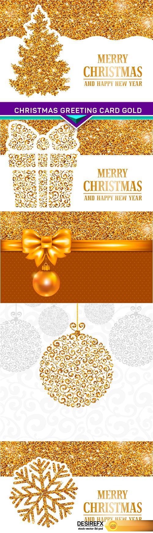 Christmas greeting card Gold 5X EPS