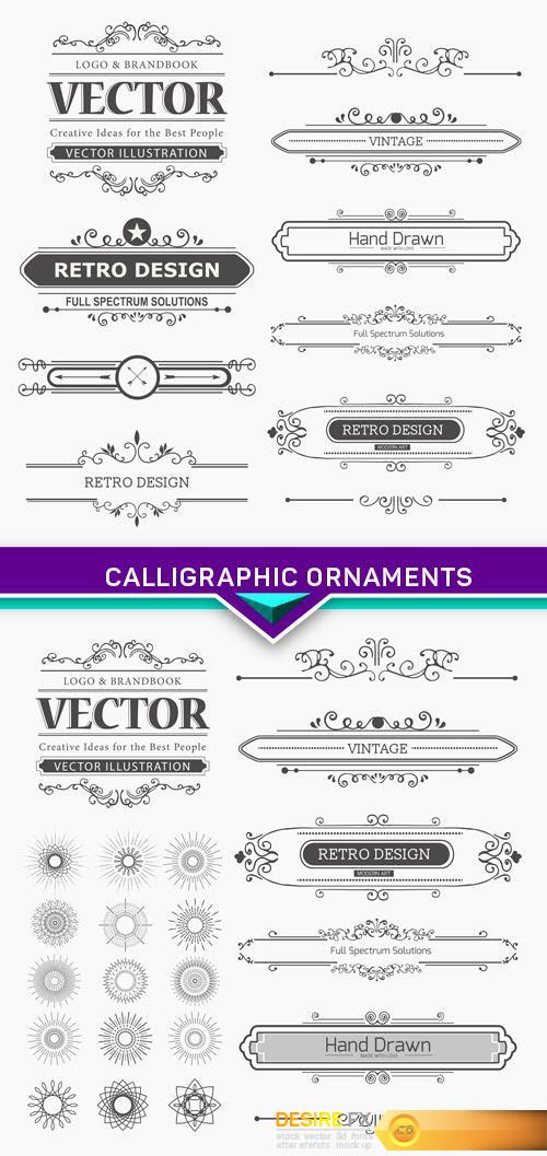 Calligraphic ornaments vector design elements 2X EPS