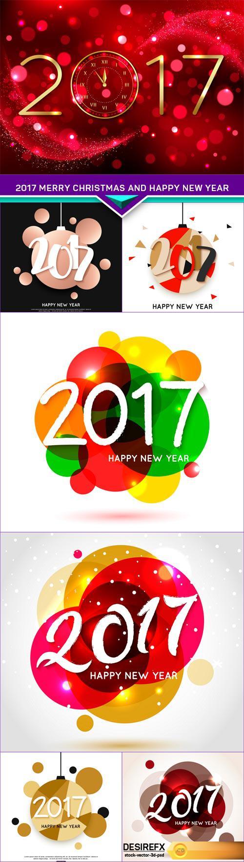 2017 Merry Christmas and Happy New Year Background with abstract for greetings cards, poster 7X EPS