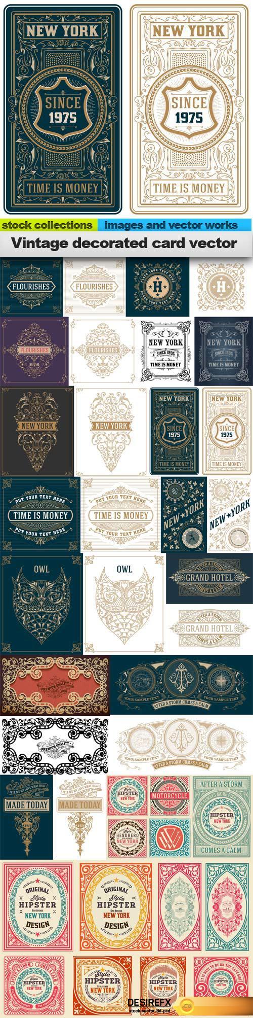 Vintage decorated card vector, 15 x EPS