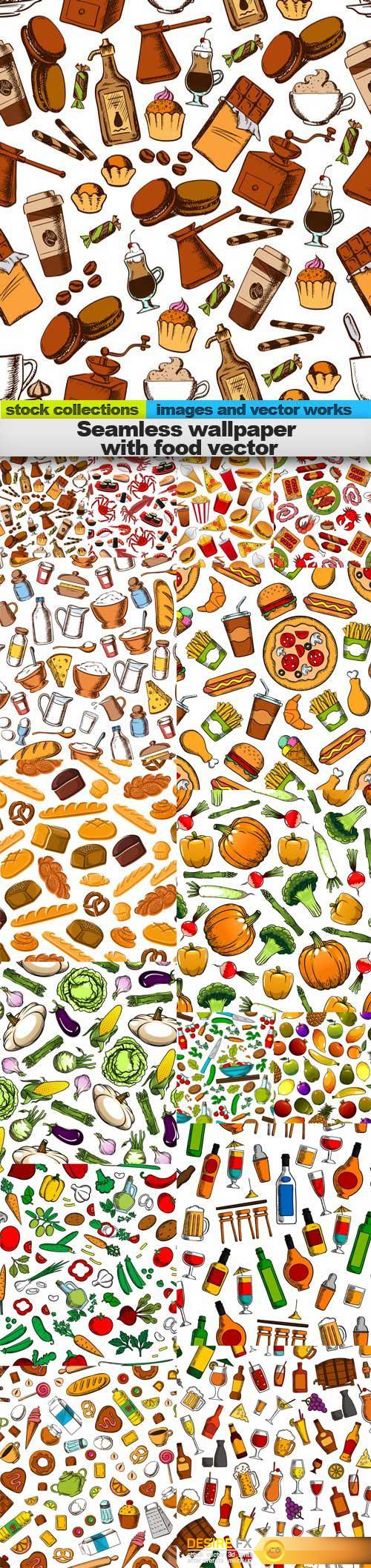 Seamless wallpaper with food vector, 15 x EPS