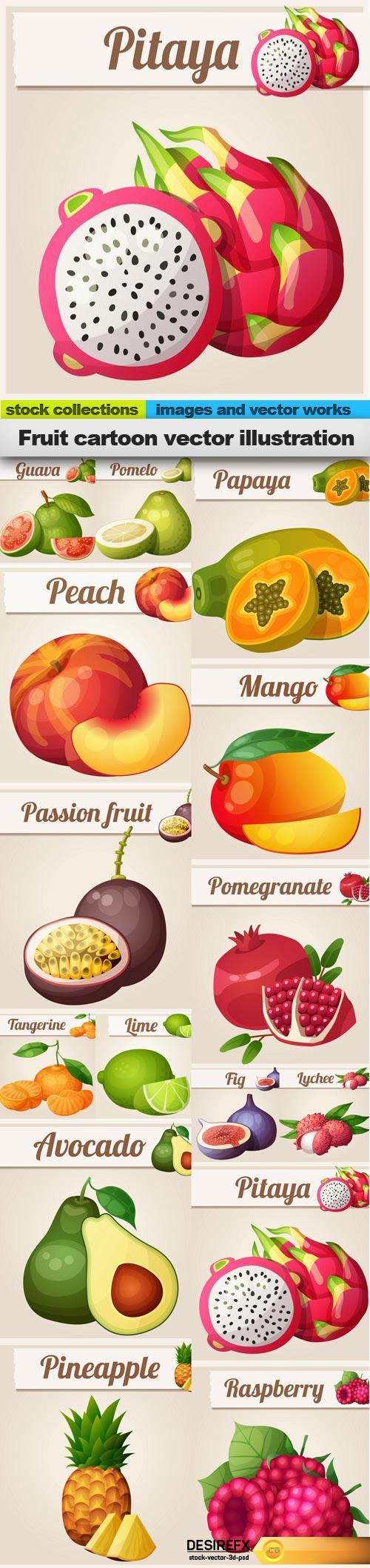 Fruit cartoon vector illustration, 15 x EPS