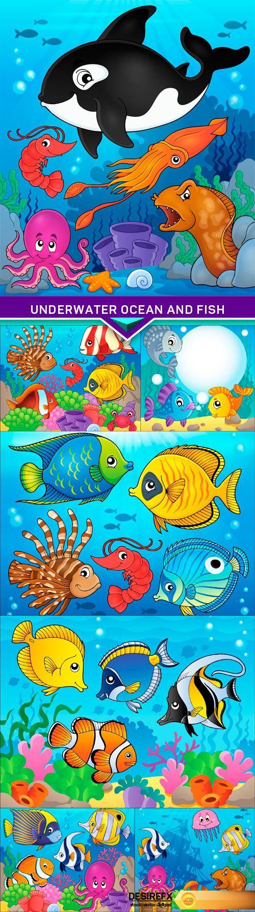 Underwater ocean and fish vector illustration 7X EPS