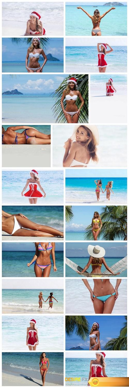The beautiful girl on the paradise beach 2 - 20xUHQ JPEG Photo Stock