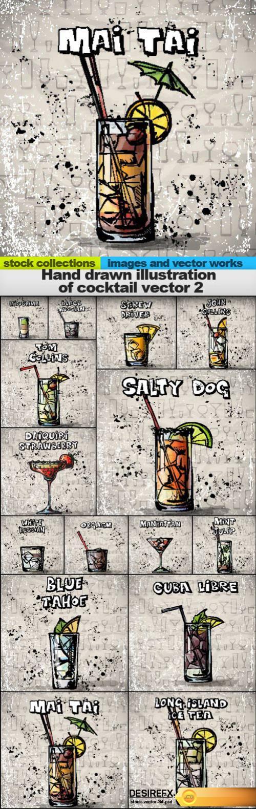 Hand drawn illustration of cocktail vector 2, 15 x EPS