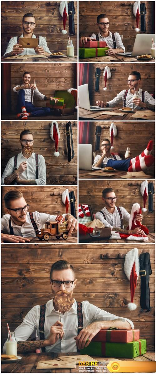 Hipster young Santa Claus - 9xUHQ JPEG Photo Stock