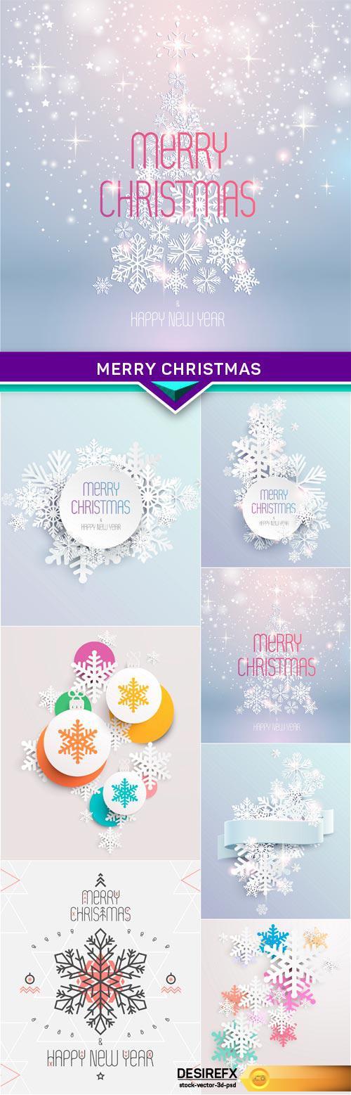 Merry Christmas background with snowflakes 7X EPS