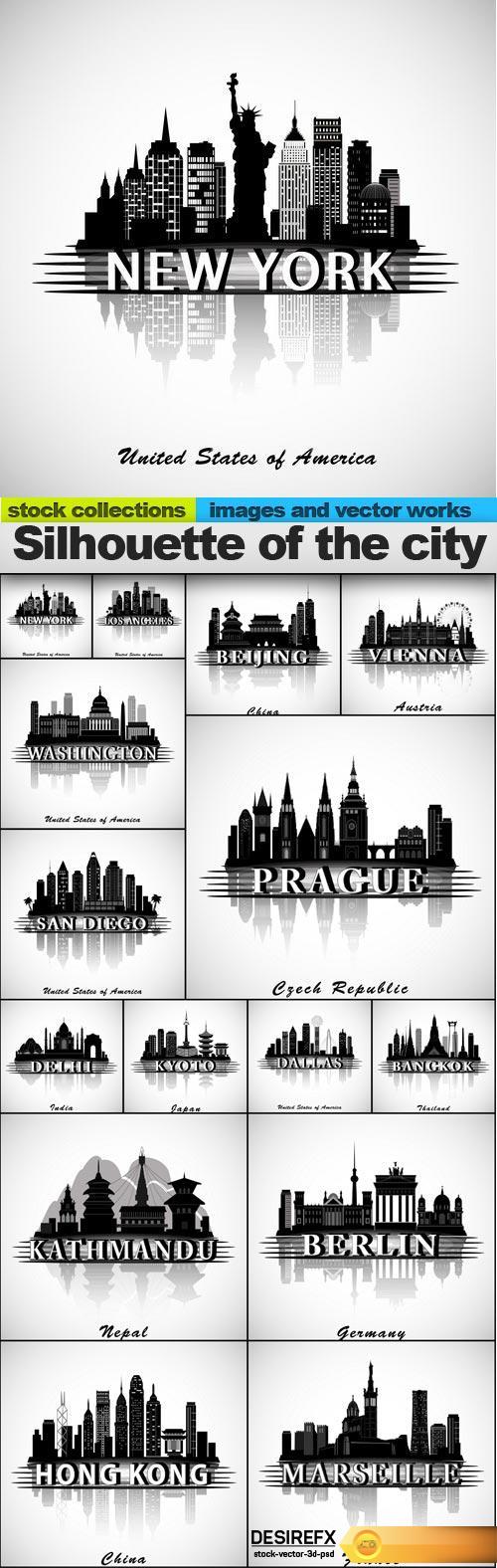 Silhouette of the city, 15 x EPS