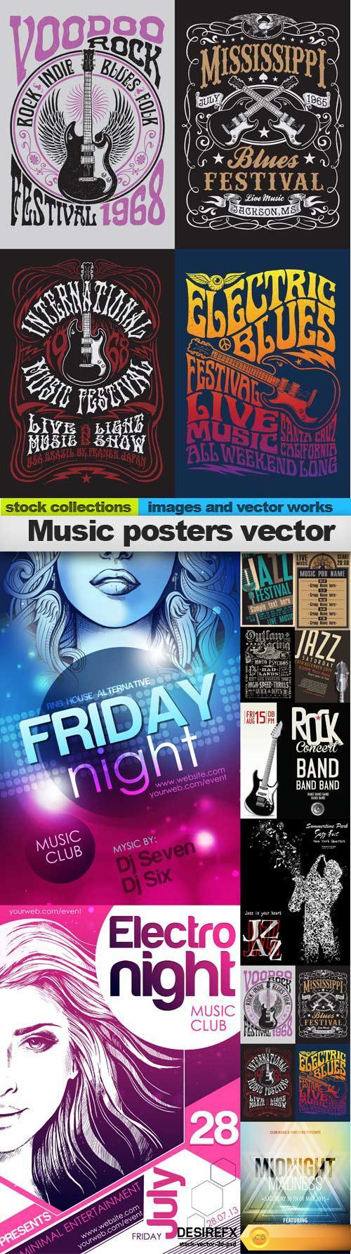 Music posters vector, 10 x EPS
