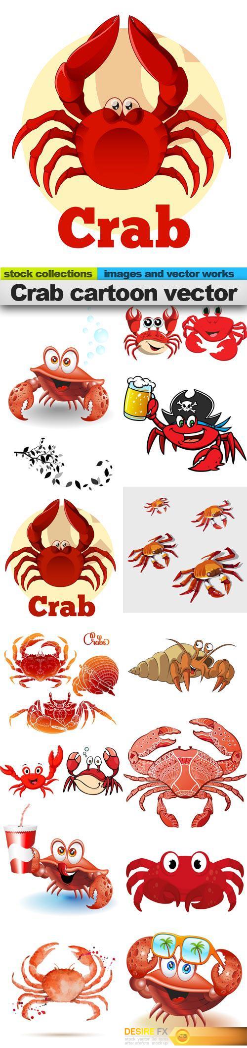 Crab cartoon vector, 15 x EPS