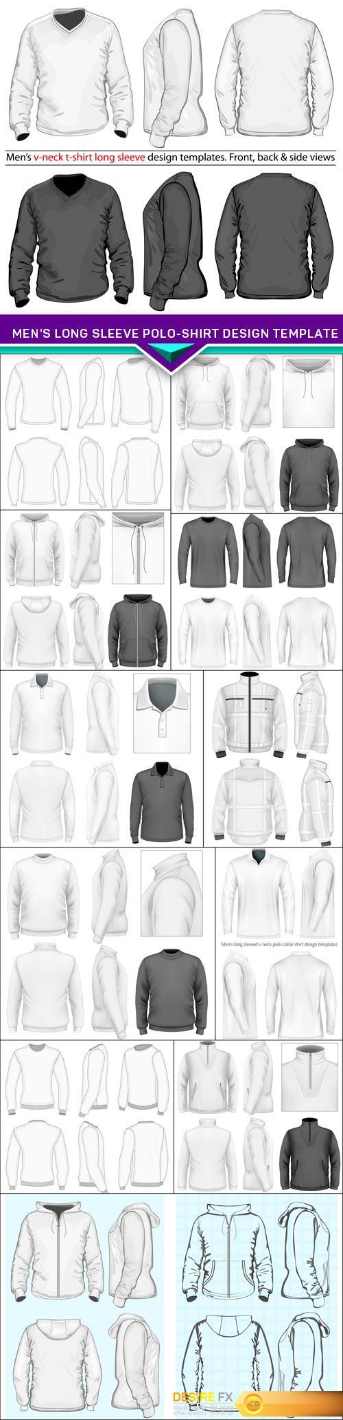 Men's long sleeve polo-shirt design template 12x EPS