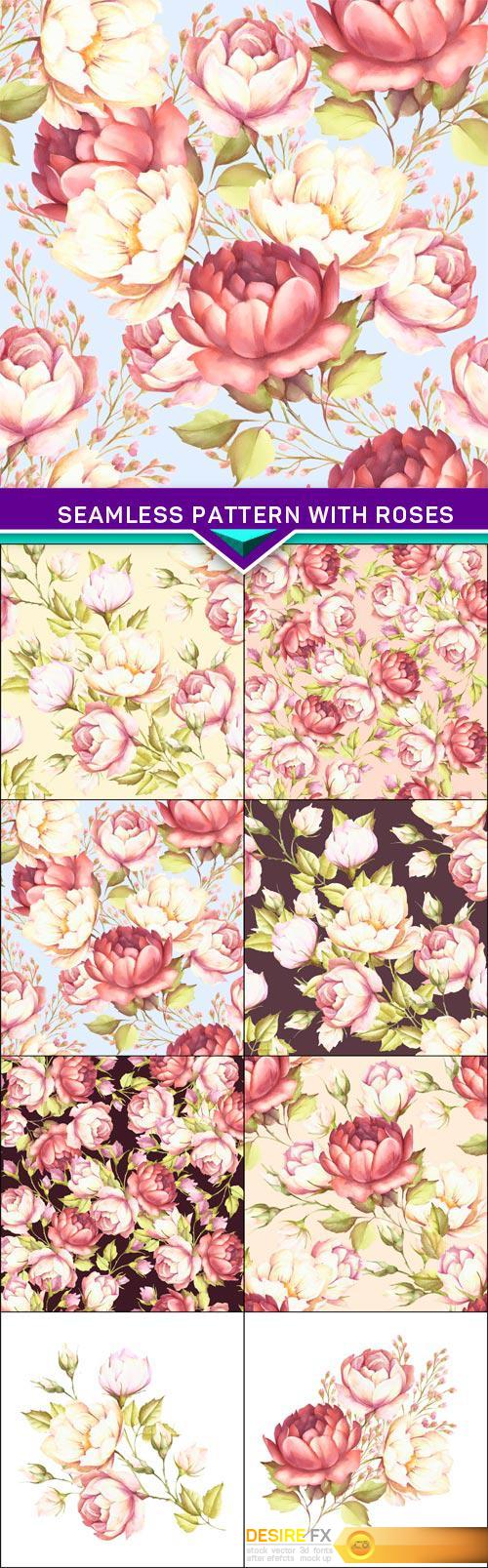 Seamless pattern with flower roses 8X JPEG