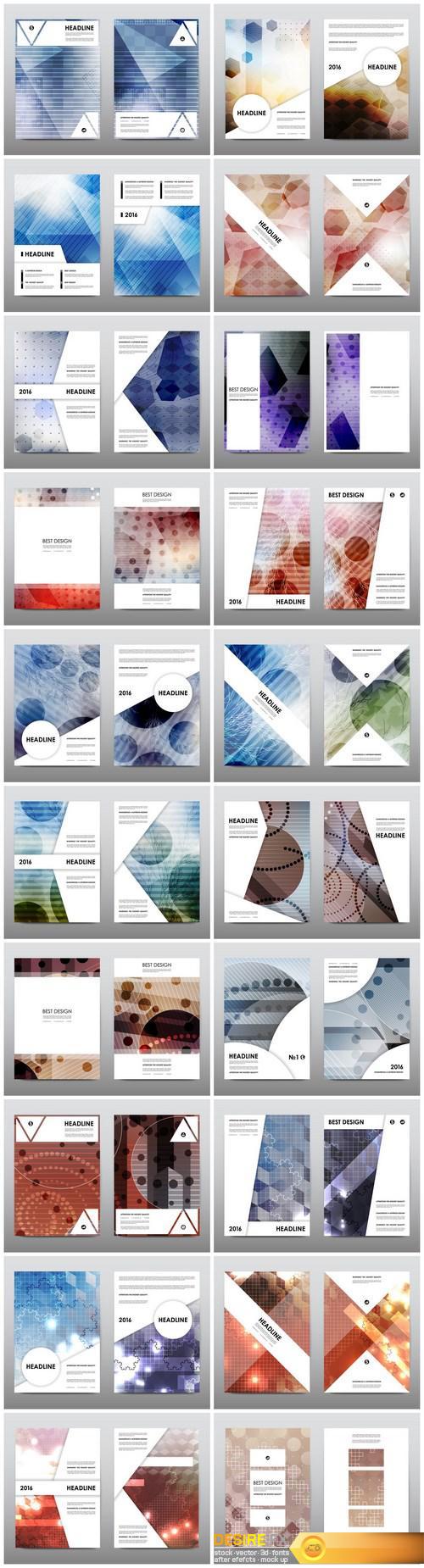 Magazine booklet cover, brochure layout template & abstract flyer design 2 - 20xEPS Vector Stock