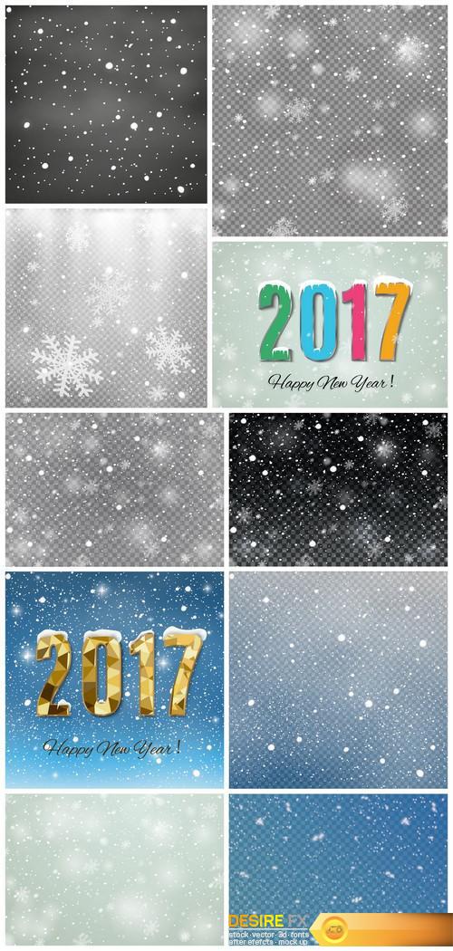 Background with New Year to 2017 flying snowflakes 10X JPEG