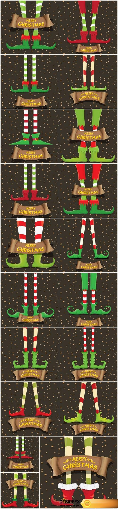 Collection of backgrounds with Christmas elves - 13xEPS