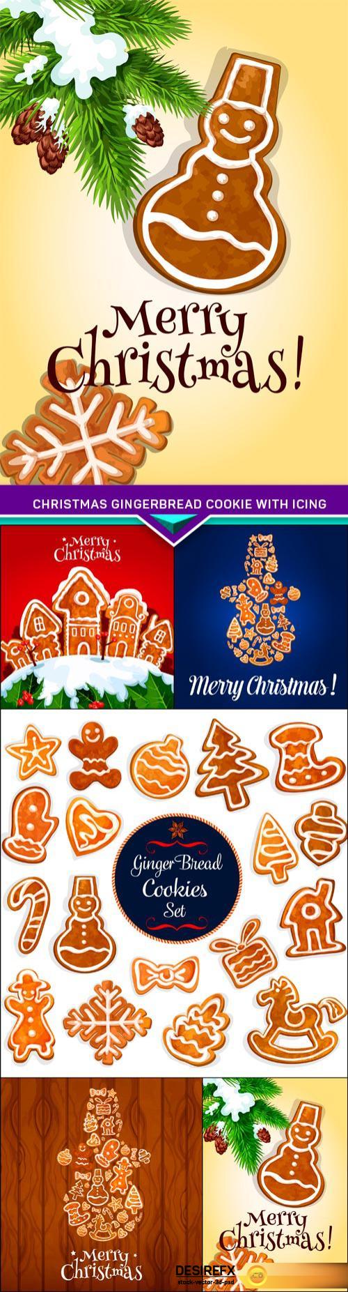 Christmas gingerbread cookie with icing 5X EPS