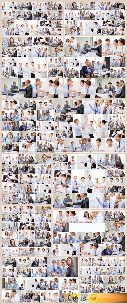 Collage With Many Business People in Office - 12xUHQ JPEG Photo Stock