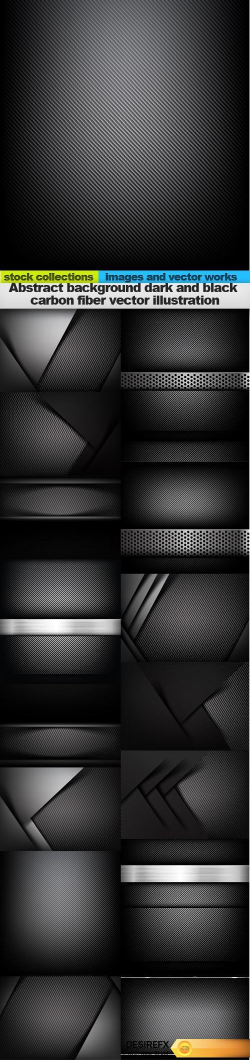 Abstract background dark and black carbon fiber vector illustration, 15 x EPS