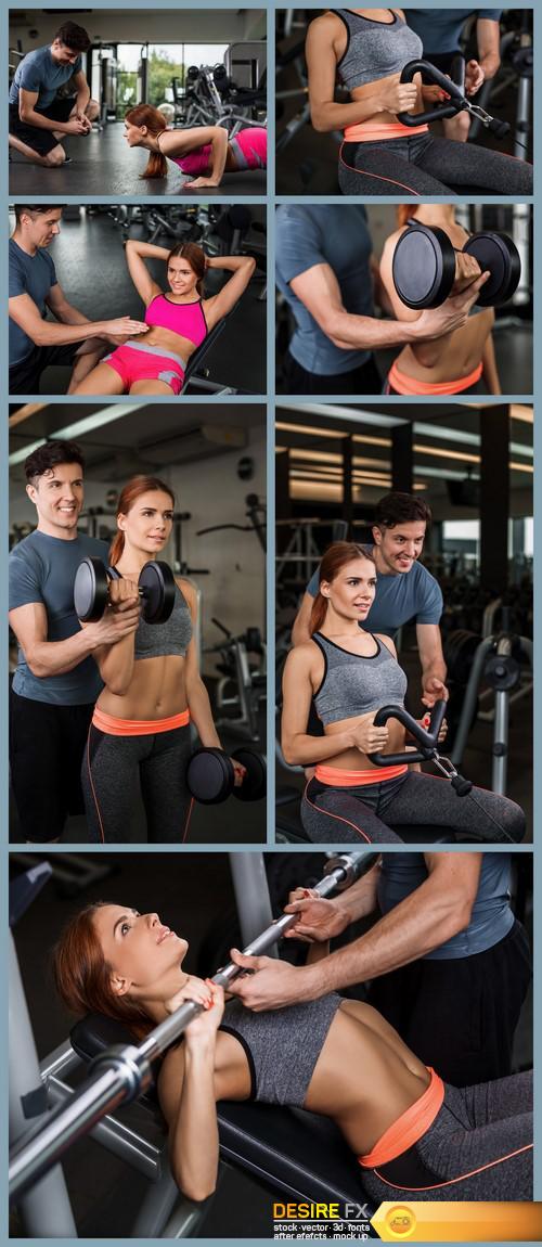 Athletic girl , execute exercise in sport-hall 7X JPEG
