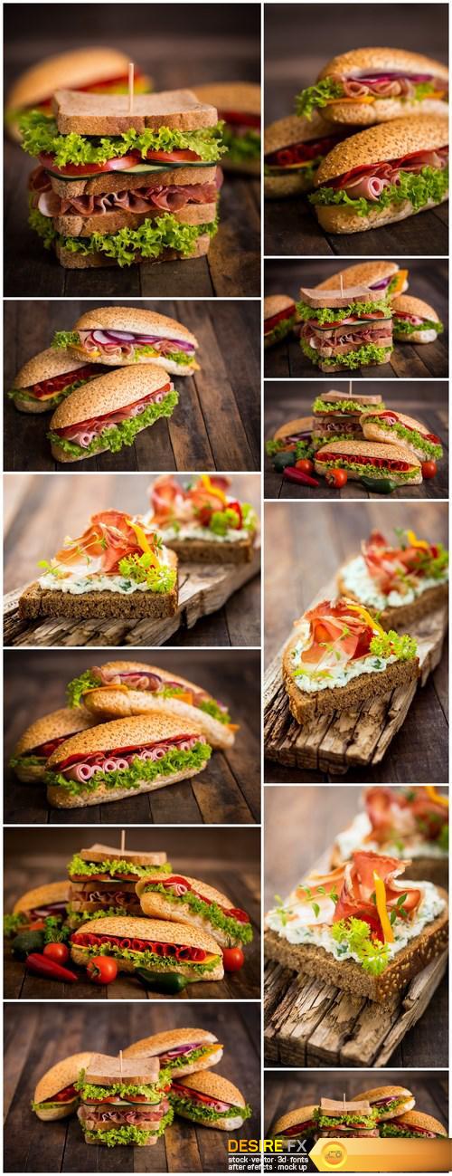Tasty sandwiches on a wooden table - 20xUHQ JPEG