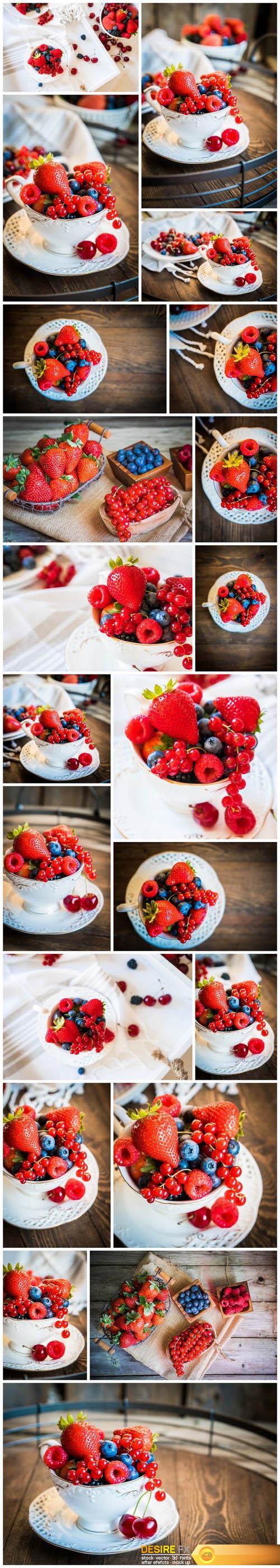 Mix of fresh berries in a cup of tea - 21xUHQ JPEG