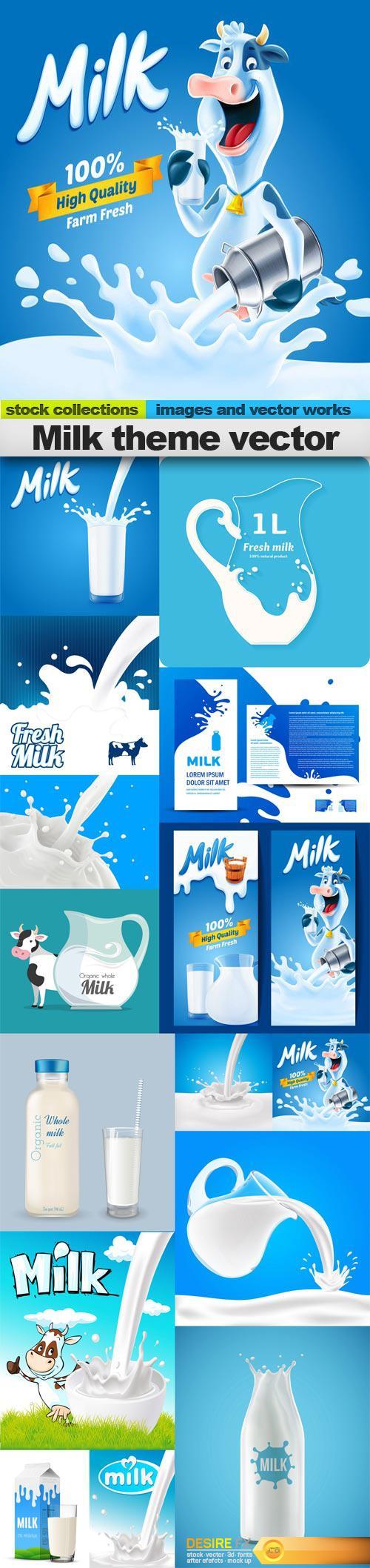 Milk theme vector, 15 x EPS