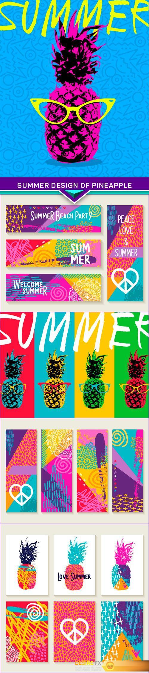 Summer design of pineapple 5x EPS