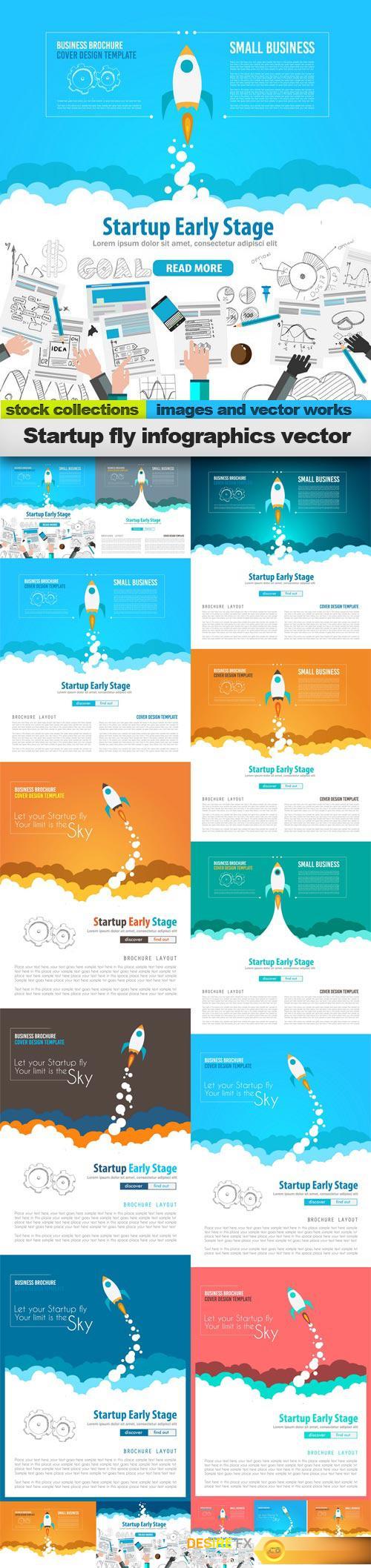 Startup fly infographics vector, 15 x EPS