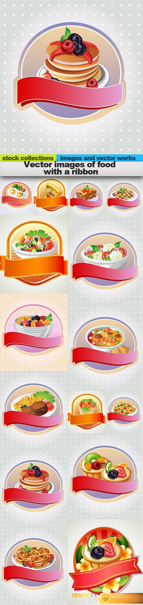 Vector images of food with a ribbon, 15 x EPS