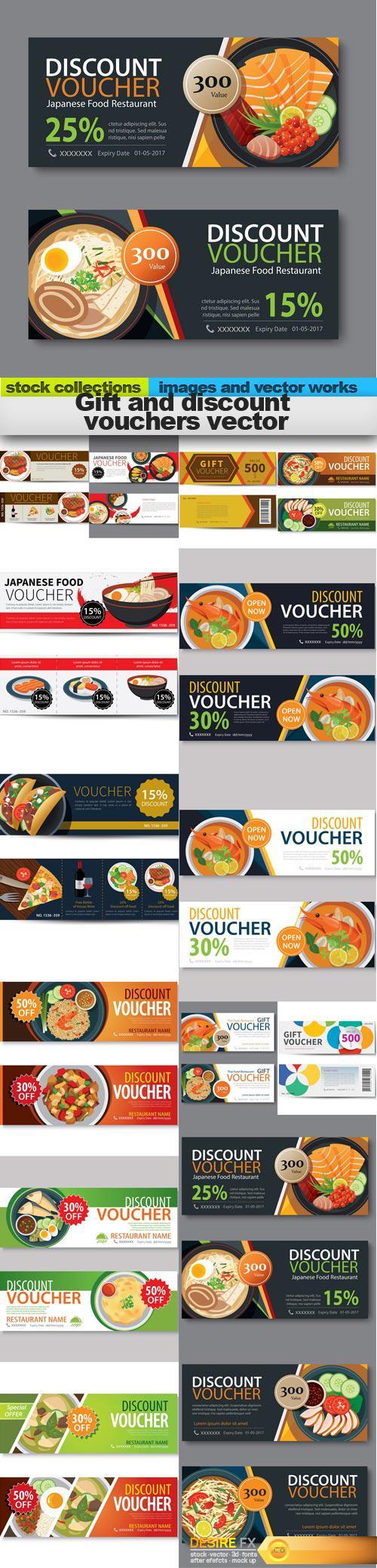 Gift and discount vouchers vector, 15 x EPS