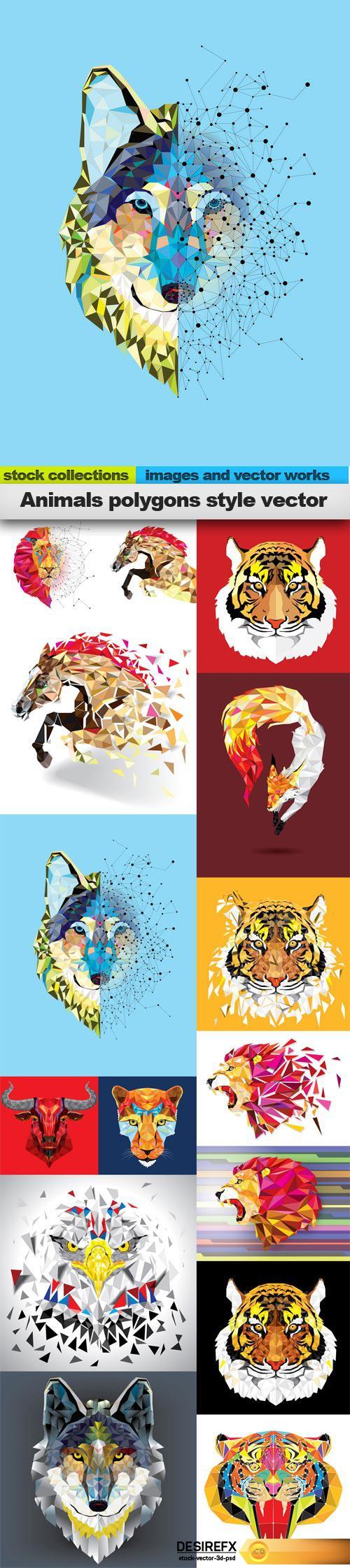 Animals polygons style vector, 15 x EPS