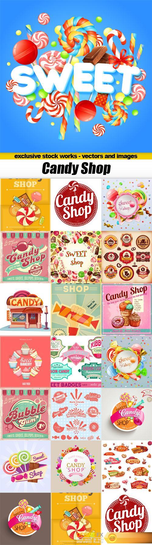 Candy Shop Banners And Labels - 20x EPS
