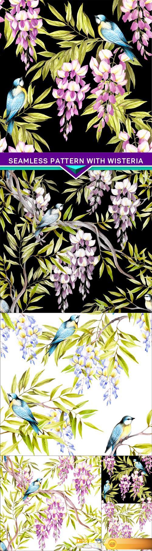 Seamless pattern with wisteria 5X JPEG