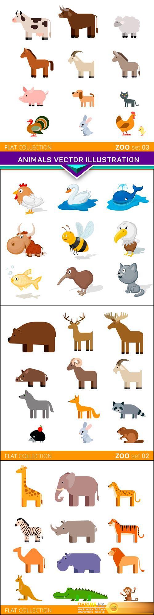 Collection of animal vector illustration 4x EPS