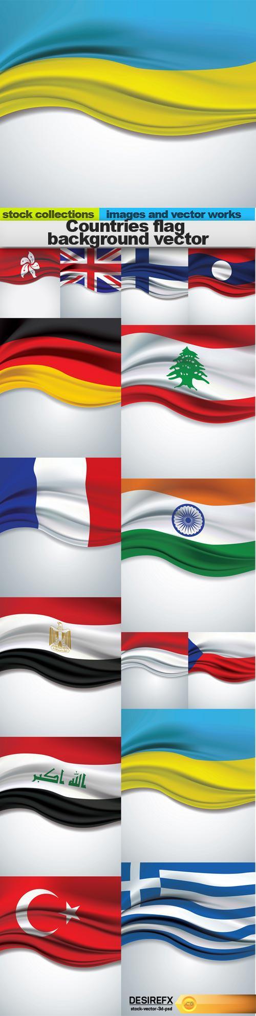 Countries flag background vector, 15 x EPS