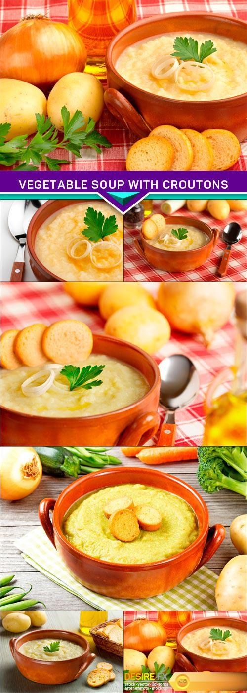 Vegetable soup with croutons and fresh ingredients 6X JPEG