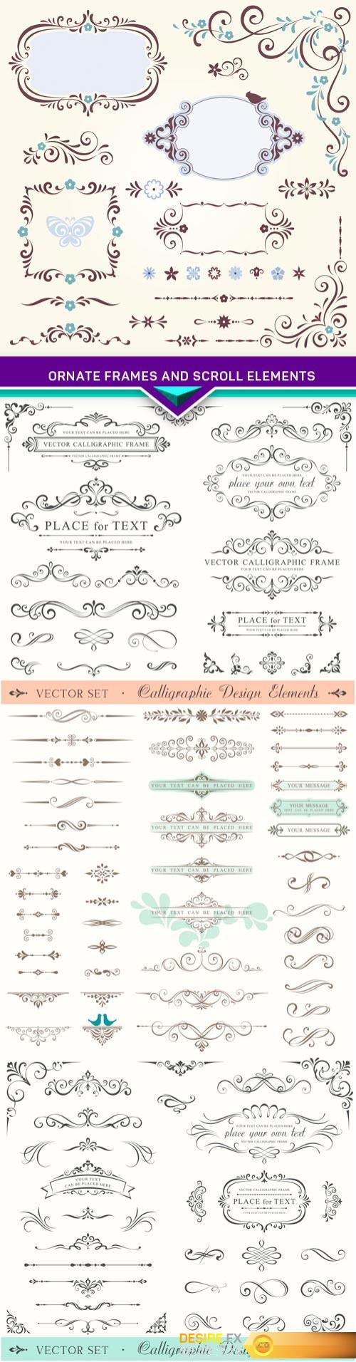 Ornate Frames and Scroll Elements 4X EPS