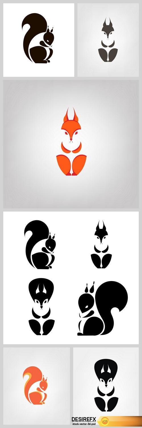 Silhouette Squirrel logo design 6X EPS