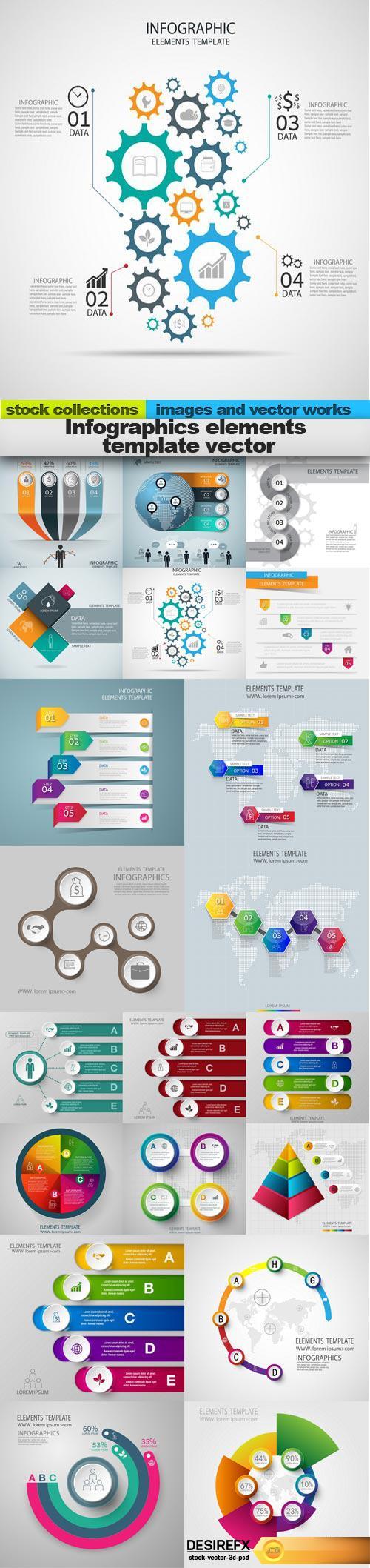Infographics elements template vector, 15 x EPS