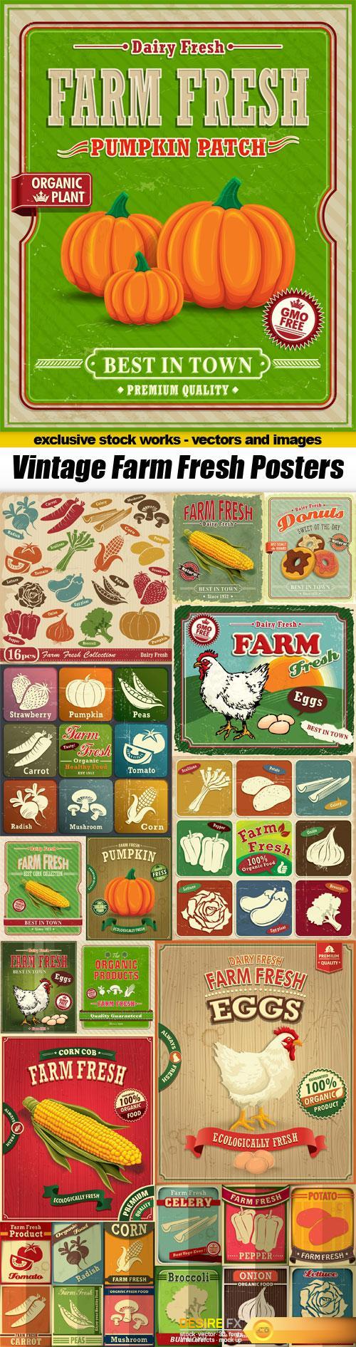 Vintage Farm Fresh Posters - 15x EPS