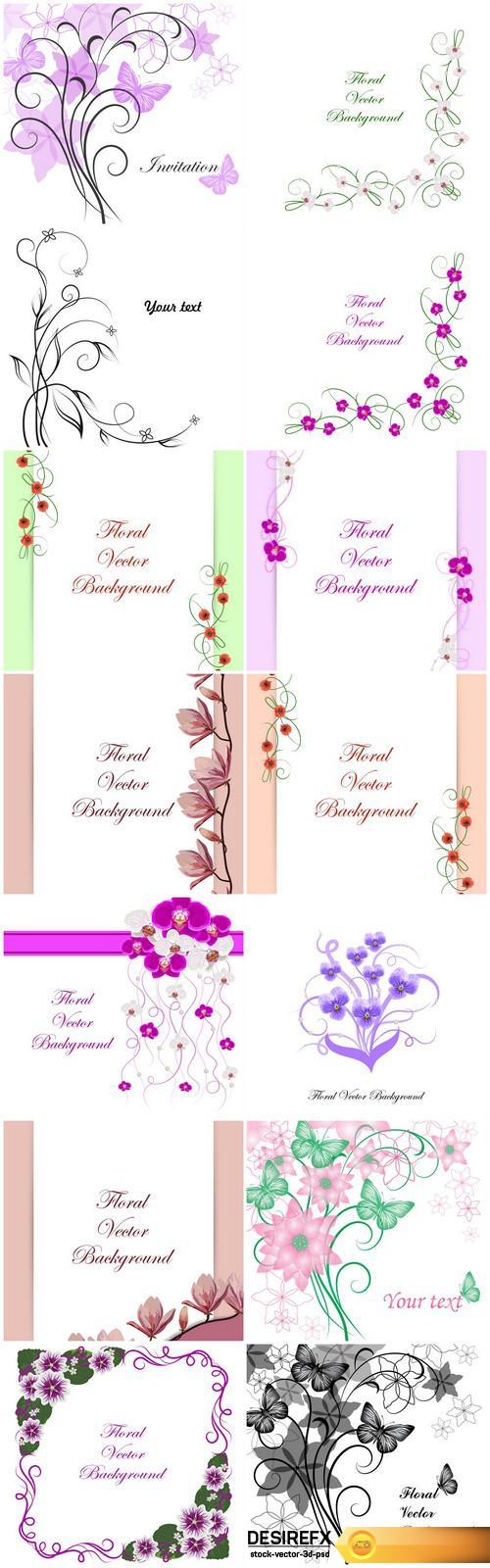 Floral background, greeting cards 14X EPS