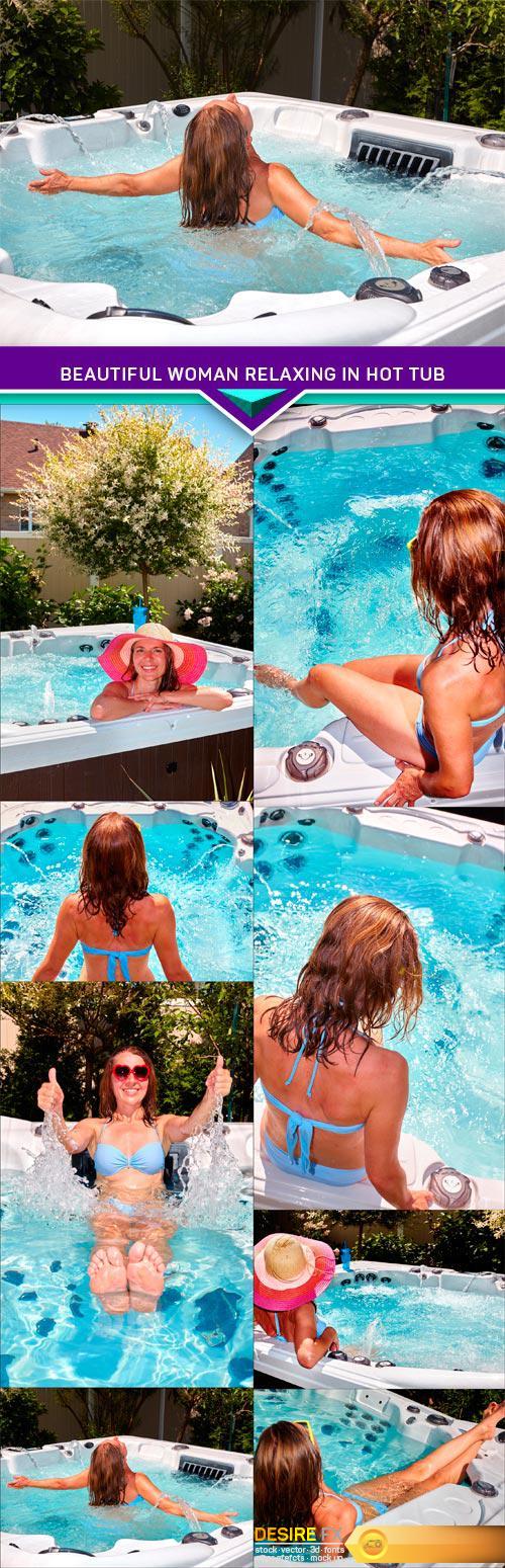 Beautiful woman relaxing in hot tub 8X JPEG
