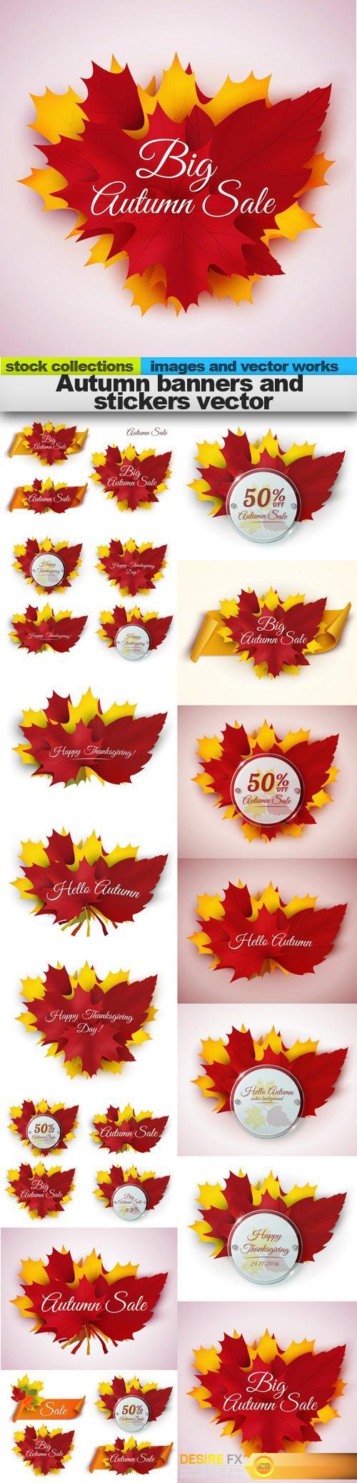 Autumn banners and stickers vector, 15 x EPS