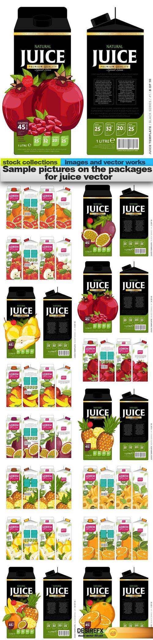 Sample pictures on the packages for juice vector, 15 x EPS