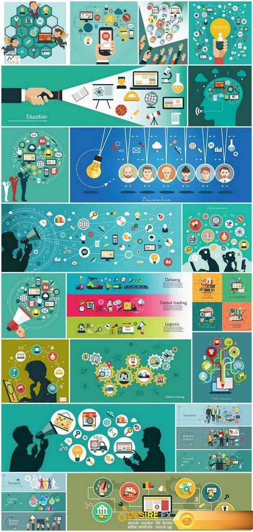 Social networks and technologies, Flat concept - 20xEPS Vector Stock